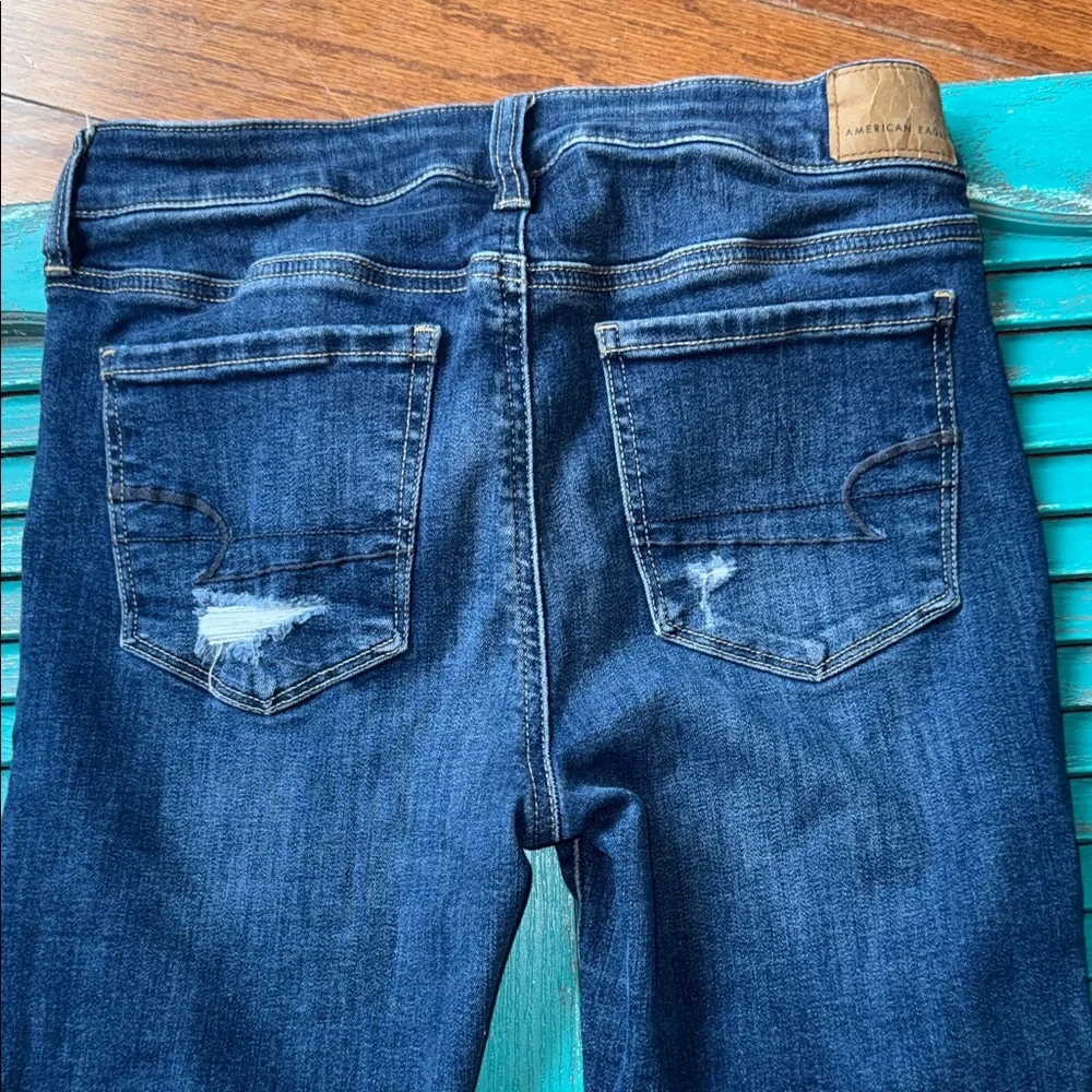 American eagle outfitters size 8 skinny jeans dark wash gently used - Picture 3 of 9